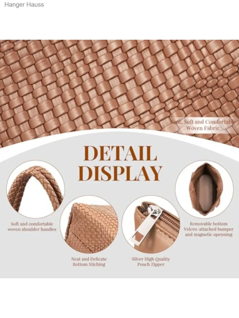 Woven Vegan Leather Tote Bag for Women Large Shoulder Handbag